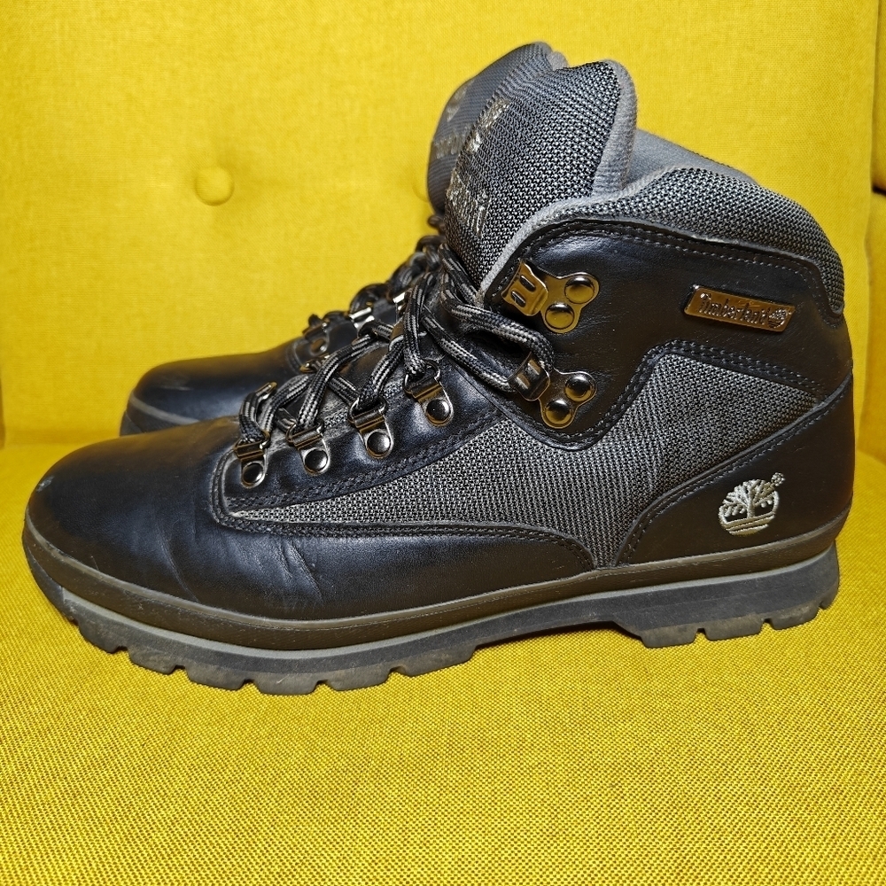 Men's Timberland Eurohiker Mid Black Outdoor Hiking Leather Men's Shoes Size 11